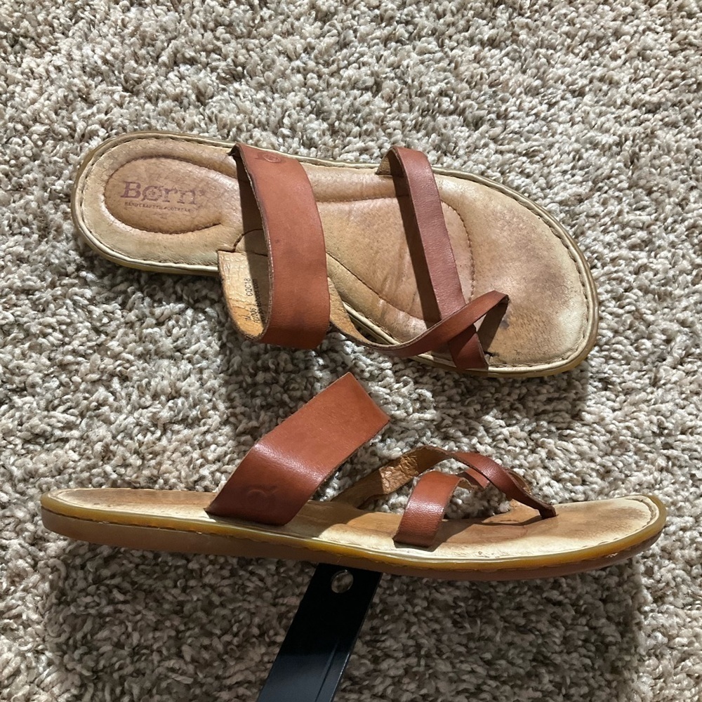 Born Strappy Greek Brown Leather Sandals Size 7 - Picture 4 of 5